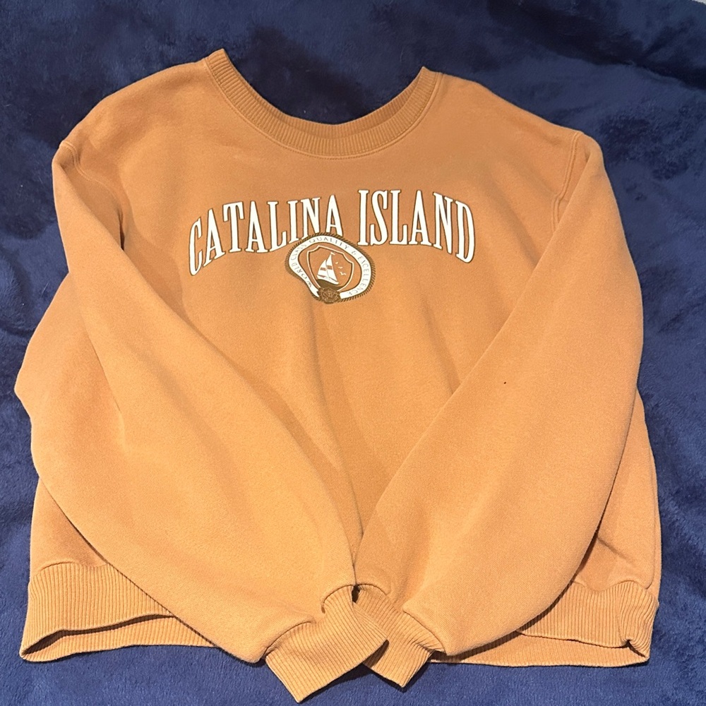 Hollister Women's Orange Catalina Island Crew Neck Sweater